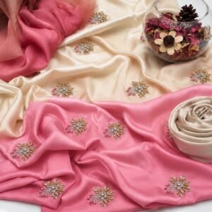 Adda Work Embroidered Tie and Dye 3-Piece Unstitched Suit for Women - adda work motif close-up
