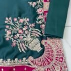 Embroidered Silk Kaftan 2-Piece Unstitched Suit for Women - video frame - dupatta and border detail