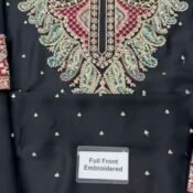Embroidered Silk Kaftan 2-Piece Unstitched Suit for Women - video frame - embroidered neckline