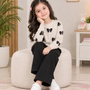 Girls Butterfly Print Sweatshirt & Trouser Winter Set