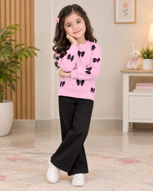 Girls Butterfly Print Sweatshirt & Trouser Winter Set