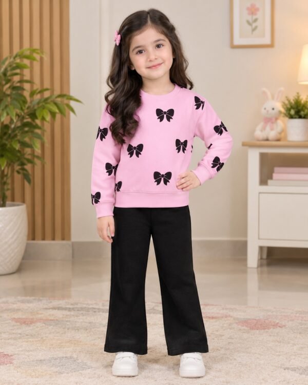 Girls Butterfly Print Sweatshirt & Trouser Winter Set