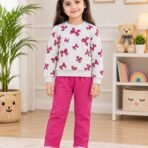 Girls Butterfly Print Sweatshirt & Trouser Winter Set
