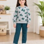 Girls Butterfly Print Sweatshirt & Trouser Winter Set