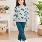 Girls Butterfly Print Sweatshirt & Trouser Winter Set