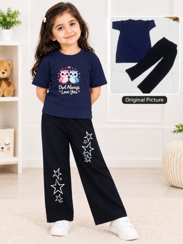 Girls 2-Piece T-Shirt & Flapper Trouser Set - Digital Print