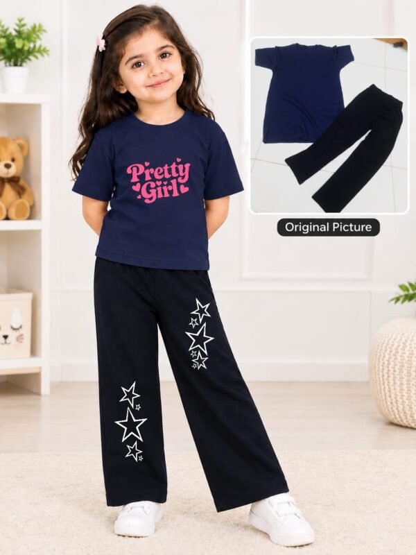 Girls 2-Piece T-Shirt & Flapper Trouser Set - Digital Print