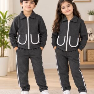 Kids Zipper Jacket & Trouser Set - Three Fleece Winter Suit