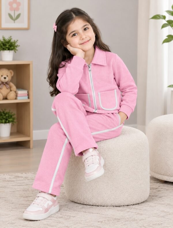 Kids Zipper Jacket & Trouser Set - Three Fleece Winter Suit