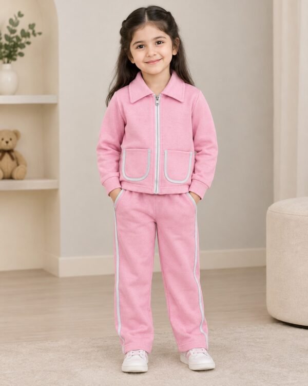 Kids Zipper Jacket & Trouser Set - Three Fleece Winter Suit