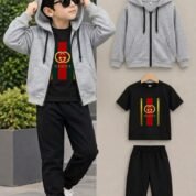 Kids 3-Piece Suit - Zipper Hoodie, T-Shirt & Trouser Set