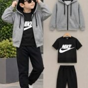 Kids 3-Piece Suit - Zipper Hoodie, T-Shirt & Trouser Set