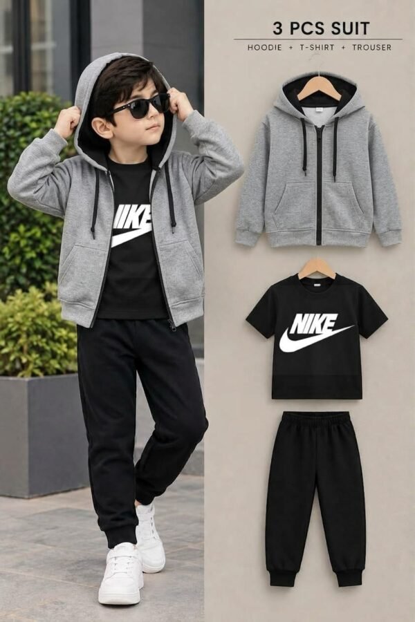 aaf-19-10 Kids 3-Piece Suit - Zipper Hoodie, T-Shirt & Trouser Set