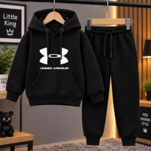Kids Hoodie & Trouser Set - Printed Fleece Winter Suit