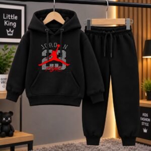 Kids Hoodie & Trouser Set - Printed Fleece Winter Suit