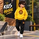 Kids Hoodie & Trouser Set - Printed Fleece Winter Suit