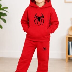 Kids Hoodie & Trouser Set - Cartoon Print Winter Suit