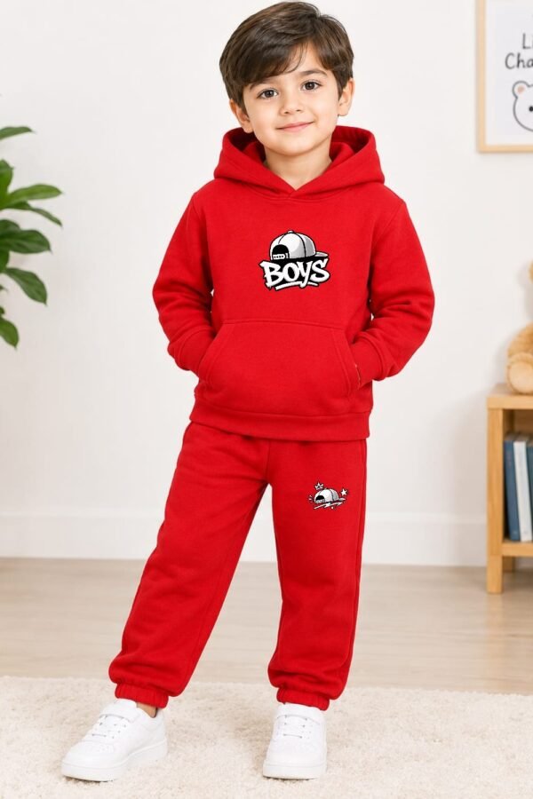 aaf-23-06 Kids Hoodie & Trouser Set - Cartoon Print Winter Suit