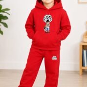 Kids Hoodie & Trouser Set - Cartoon Print Winter Suit