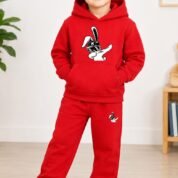 Kids Hoodie & Trouser Set - Cartoon Print Winter Suit