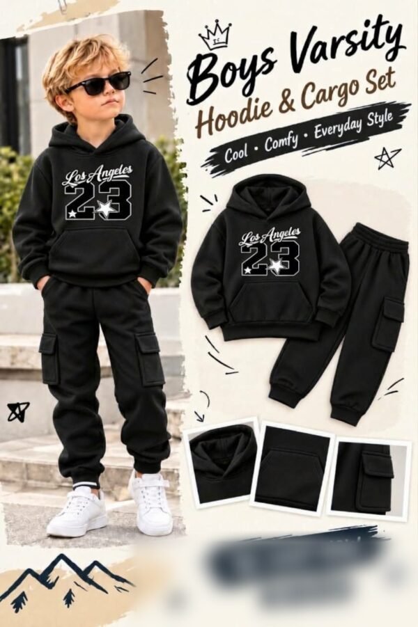 Boys Hoodie & Cargo Trouser Set - Winter Tracksuit