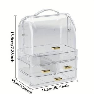 Acrylic 3 Drawer Transparent Small Cosmetic Leather Organizer