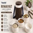 Appollo Riwayat Lunch Carrier Large Tiffin Box 3 steel bowls 1 salad bowl Leak Proof Food Grade Easy to Carry - High Qua
