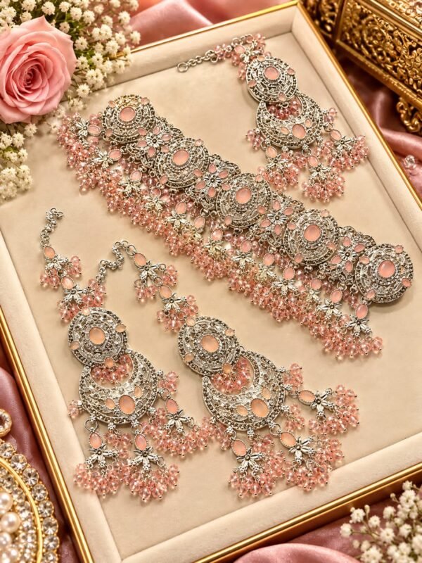 aq-s1-27-2 Complete Bridal Gajra Set with Tikka and Earrings - 8 Colours