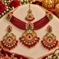 Zircon Beaded Necklace Set with Earrings and Tikka - 5 Colours