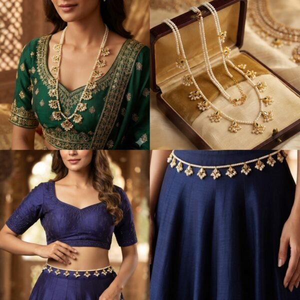 Pearl and Kundan Long Mala with Kamarbandh