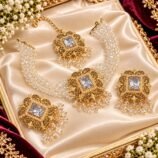 Kundan Crystal Choker Set with Earrings and Teeka