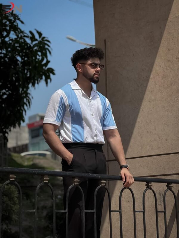 Aqua White Panel Polo Top For Mens & Boys - Premium Fabric Quality