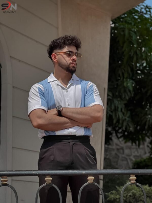 Aqua White Panel Polo Top For Mens & Boys - Premium Fabric Quality