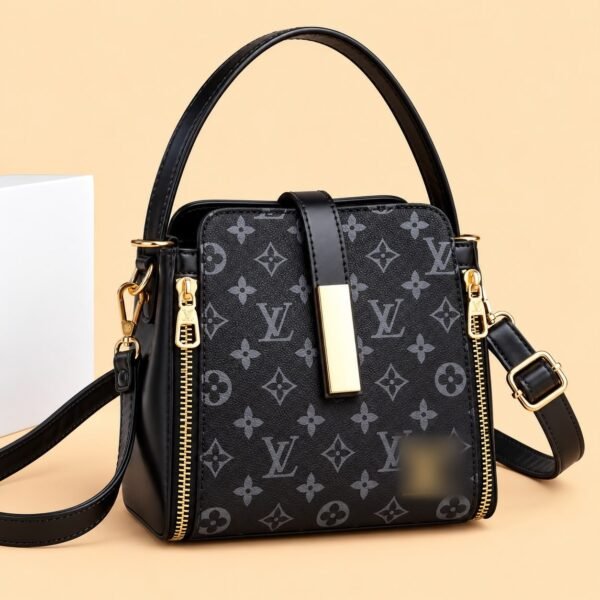 Structured Boxy Monogram Crossbody Bag with Top Handle