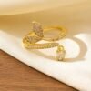 Butterfly Zircon Ring – Adjustable Size, Gold and Silver Tones - photo 1