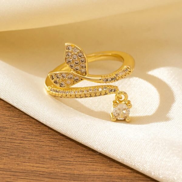 Butterfly Zircon Ring – Adjustable Size, Gold and Silver Tones - photo 1