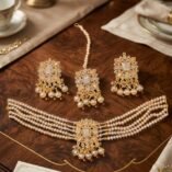 Beaded Choker Set with Jhumka Earrings and Teeka – Multiple Colours - photo 3