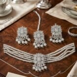 Beaded Choker Set with Jhumka Earrings and Teeka – Multiple Colours - photo 4