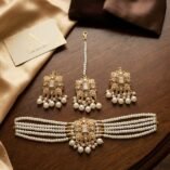 Beaded Choker Set with Jhumka Earrings and Teeka – Multiple Colours - photo 5
