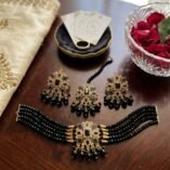 Beaded Choker Set with Jhumka Earrings and Teeka – Multiple Colours - photo 6