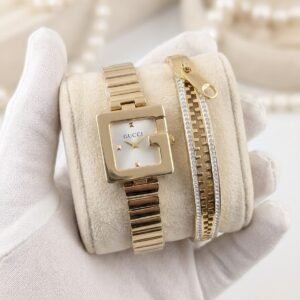 Ladies Square Watch with Zip Cuff Bangle – Gift Box - photo 1