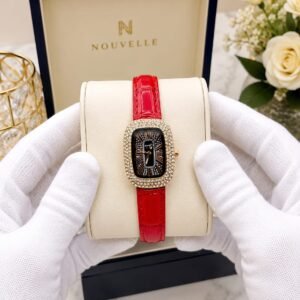 Ladies Fancy Leather Strap Watch – Stone Bezel, Colour Options - photo 1