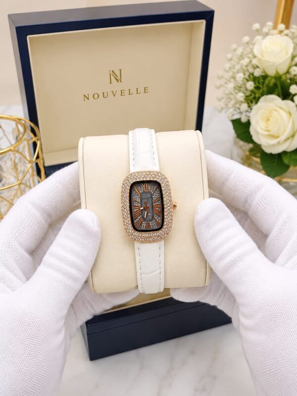 Ladies Fancy Leather Strap Watch – Stone Bezel, Colour Options - photo 2