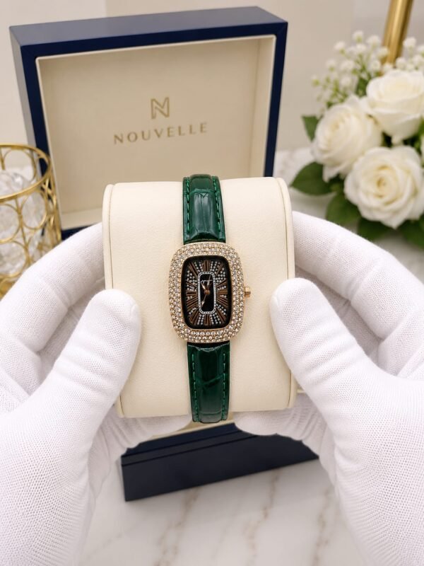 Ladies Fancy Leather Strap Watch – Stone Bezel, Colour Options - photo 5