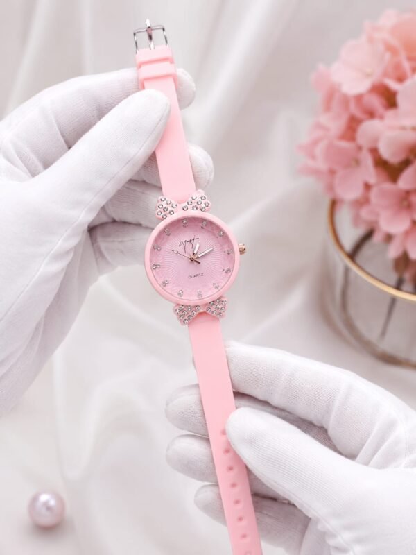 Ladies Fancy Strap Watch – Round Stone Bezel, Colour Options - photo 1