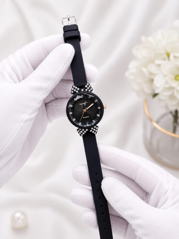 Ladies Fancy Strap Watch – Round Stone Bezel, Colour Options - photo 2