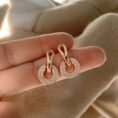 Geometric Rhinestone Stud Earrings – Rose Gold Tone - photo 1