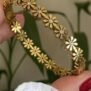 Stainless Steel Flower Handcuff Bangle – Gold Tone - photo 3