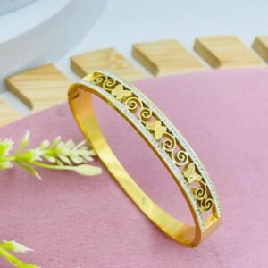 Stainless Steel Butterfly Handcuff Bangle – Gold Tone - photo 1