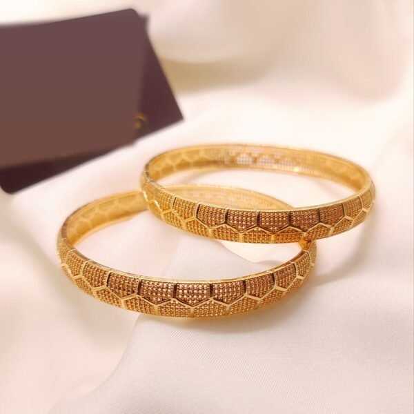Lattice Bangles Pair – Gold Plated, Sizes 2.4, 2.6 and 2.8 - photo 2